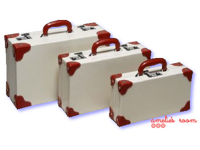 white vinyl suitcase set